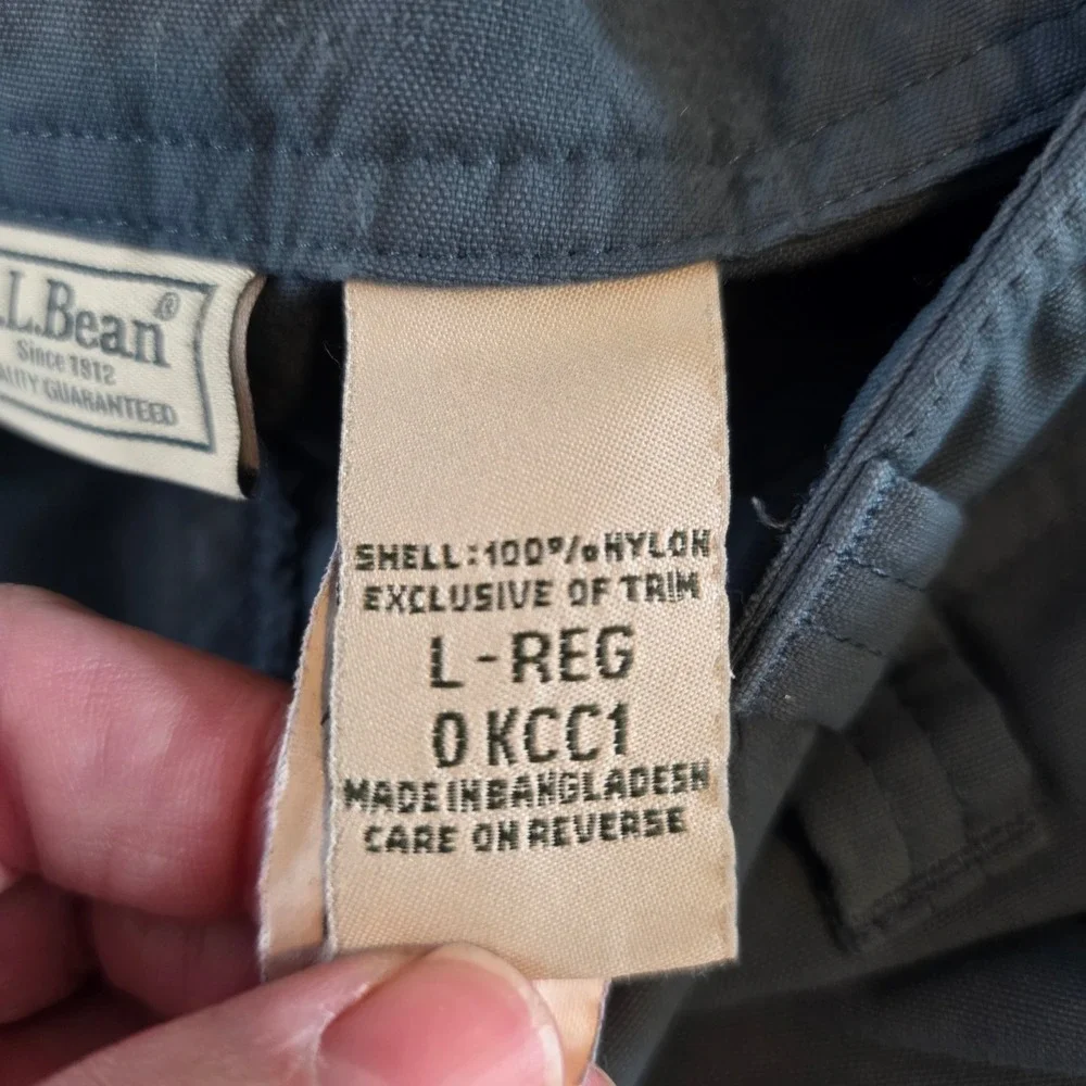 LL Bean Mens Cargo‎ Hiking Shorts Blue Nylon Quick Dry Utility Size L Regular